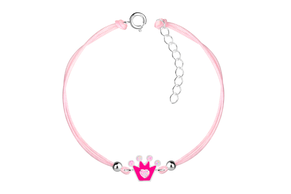 Pulsera plata 925 corona 8x9mm de esmalte