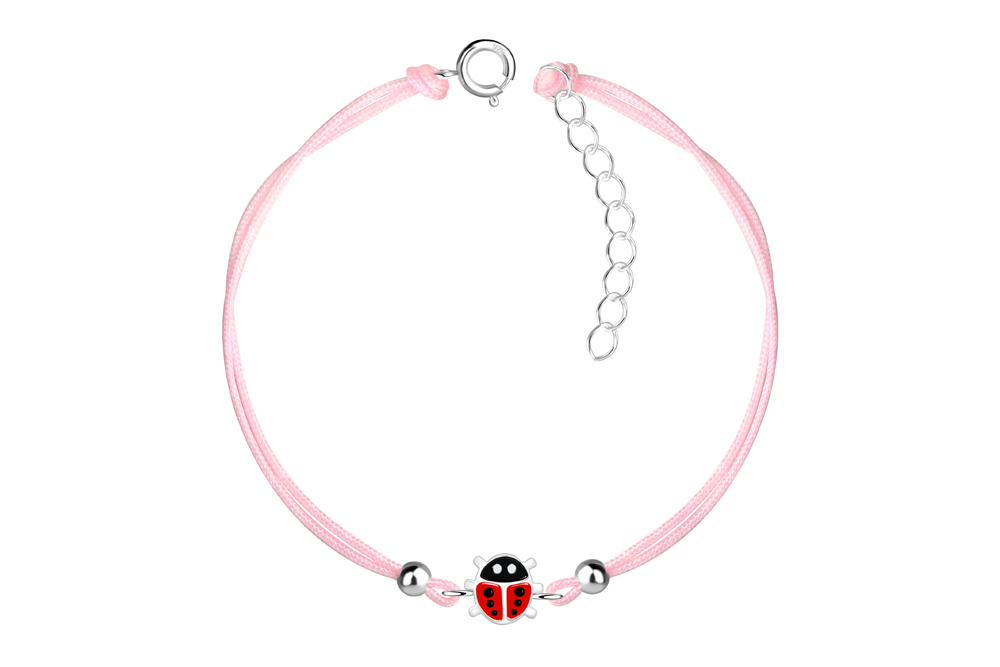 Sterling silver enamel 6x7mm ladybug kids bracelet