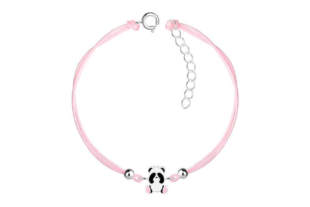 [17443B12E3EBLPL] Pulsera plata 925 infantil oso panda 8x6mm