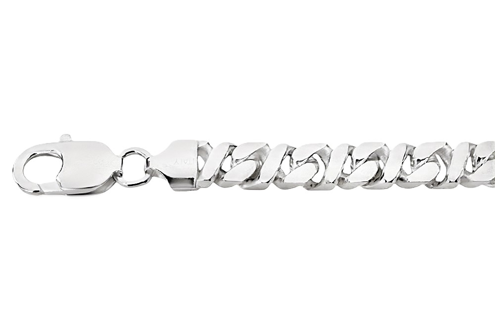 Sterling silver 4side diamond cut figure eight curb chain bracelet