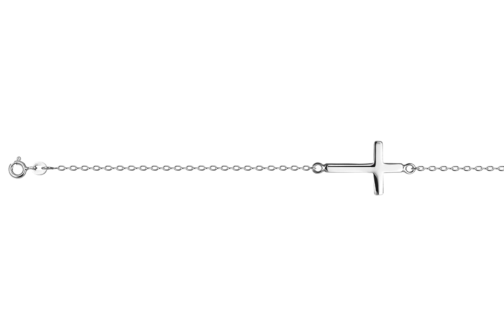 [17861B16E3RD] Sterling silver 11x21mm horizontal cross bracelet