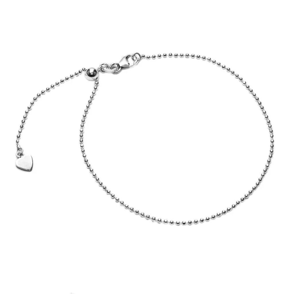 Tobillera plata 925 cadena bolitas con bola 5mm de cierre corredero