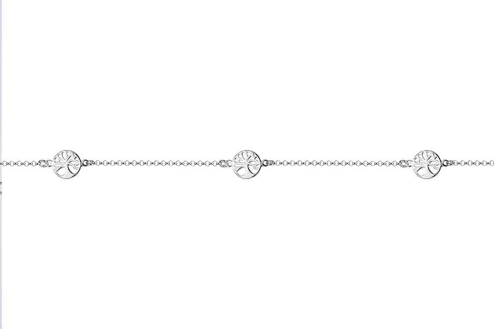 [17972A20E5PL] Sterling silver tree of life anklet