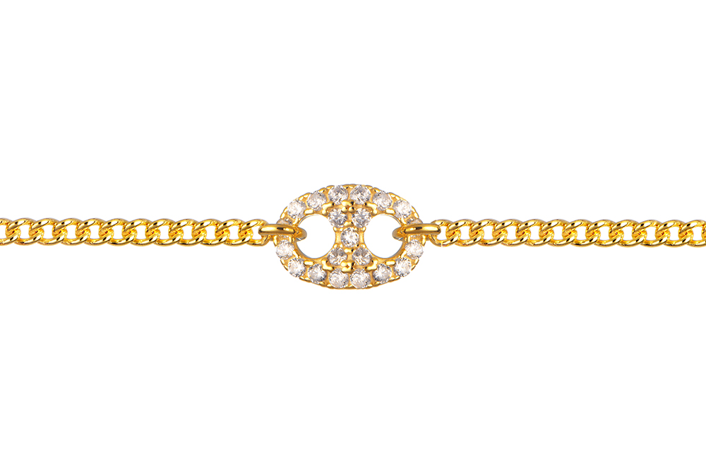 Pulsera plata 925 calabrote 9x13mm con zirconitas