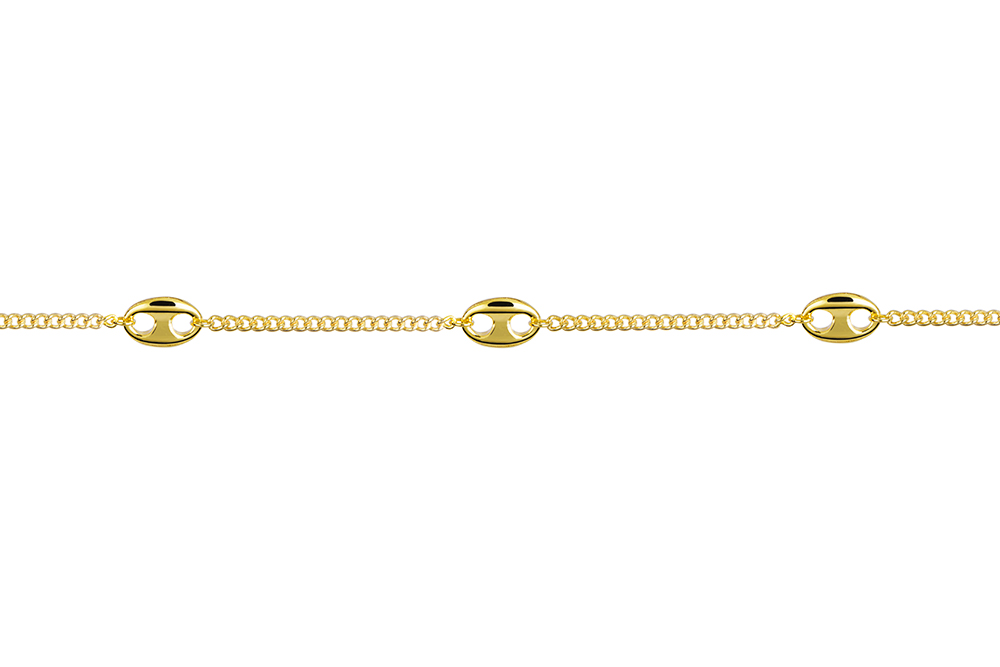 [17979B16E3DO] Sterling silver with three 7x10mm mariner chains bracelet