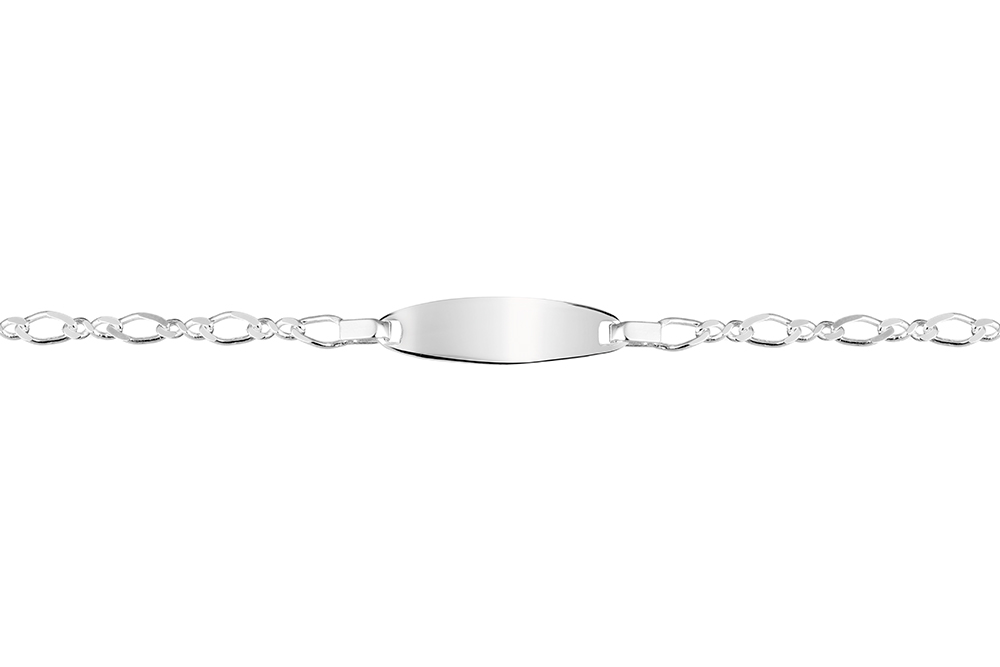 Sterling silver with 6x20mm oval plaque id bracelet