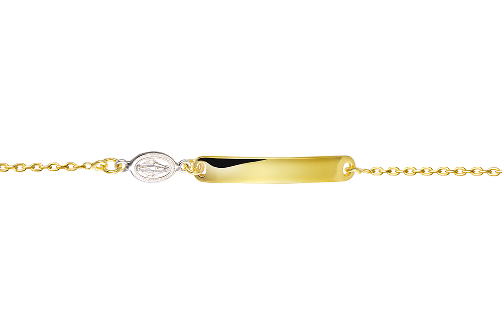 Pulsera plata 925 no me olvides placa 4x27mm infantil con virgen milagrosa