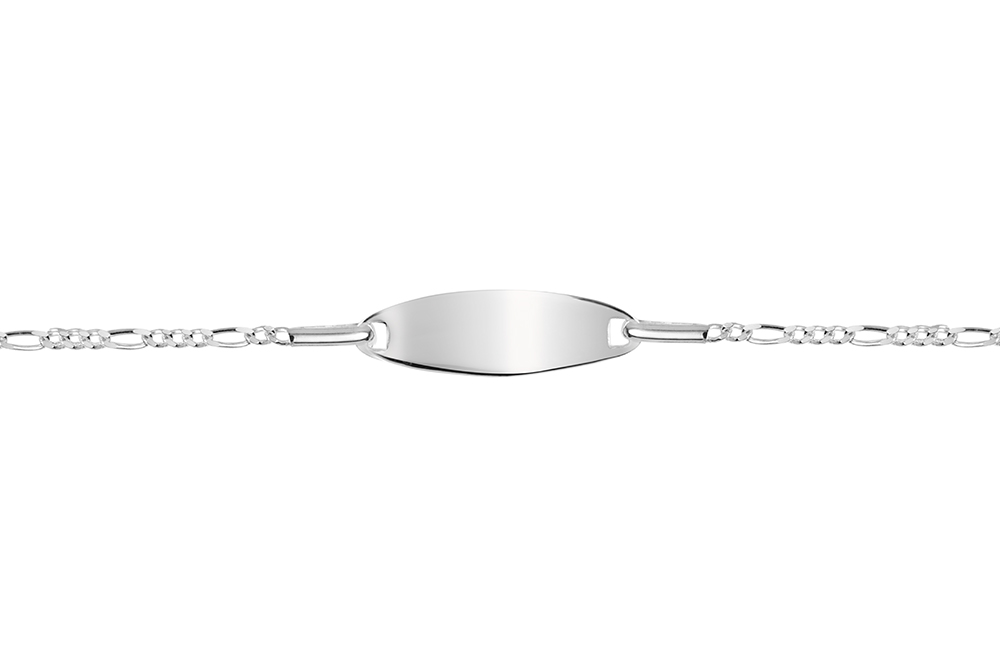 [18098B1500PL] Sterling silver oval id plaque 19x6mm bracelet