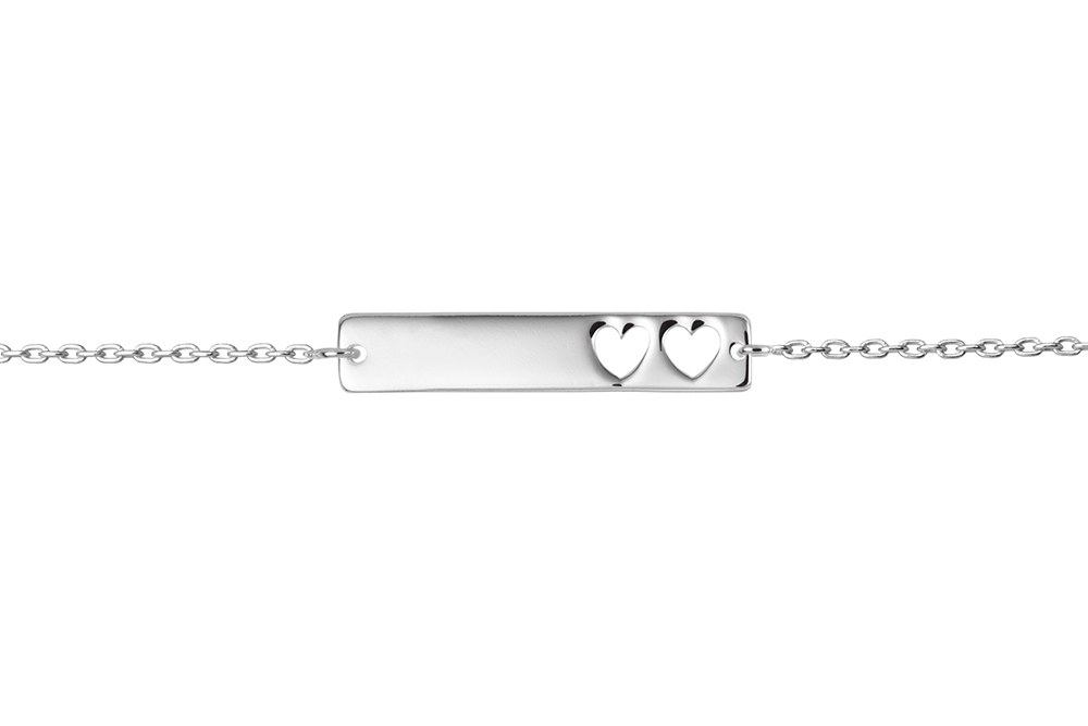 Pulsera plata 925 no me olvides placa 2 corazones 5x27mm