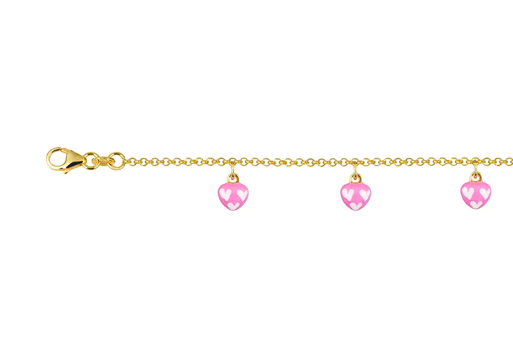 [18124B13E3ERODO] Sterling silver three enamel hearts bracelet