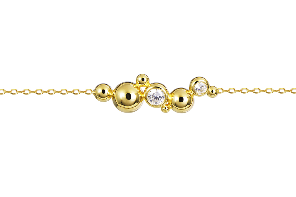 Sterling silver mix of semicircles and zirconia bracelet