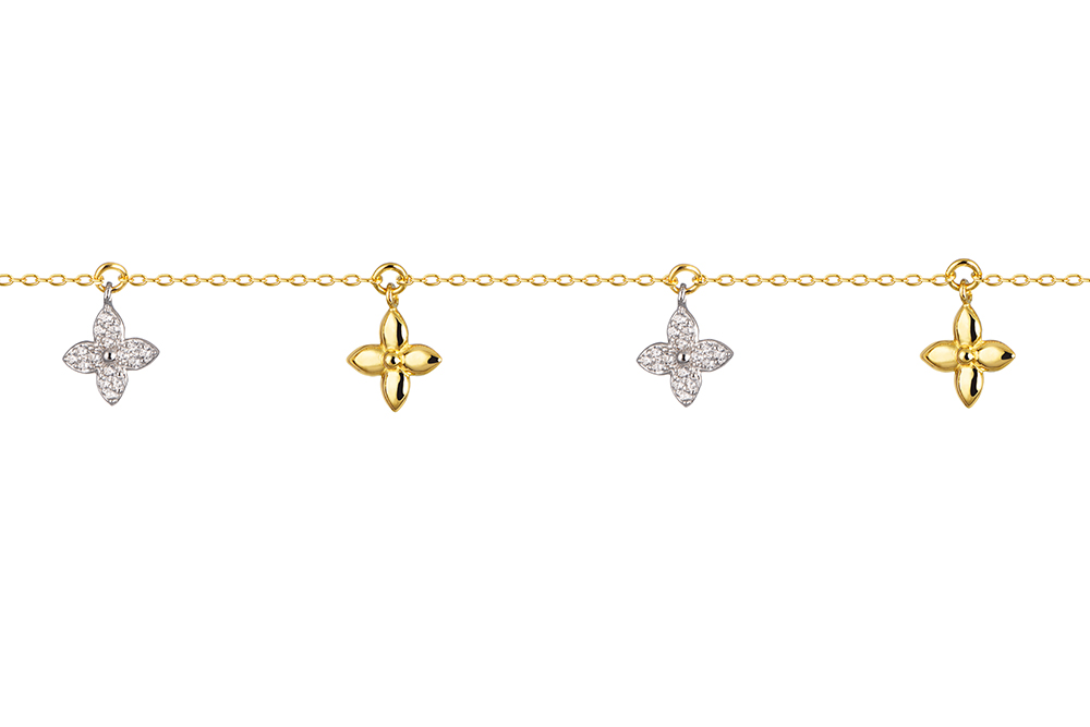 Sterling silver zirconia flower bracelet