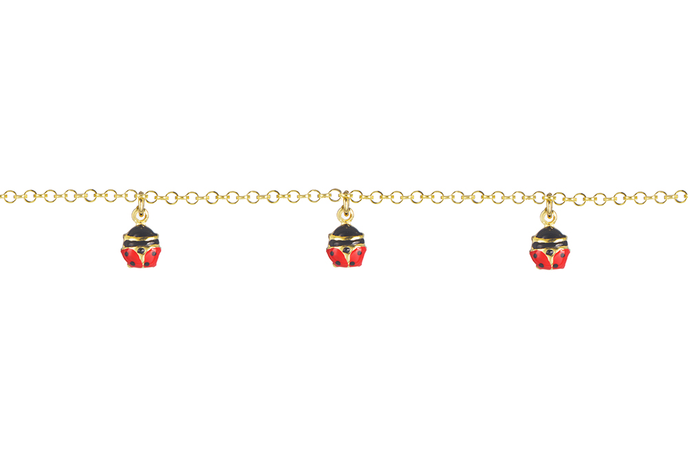 [18254B13E3ENEREDO] Sterling silver 6x5mm enamel ladybugs bracelet