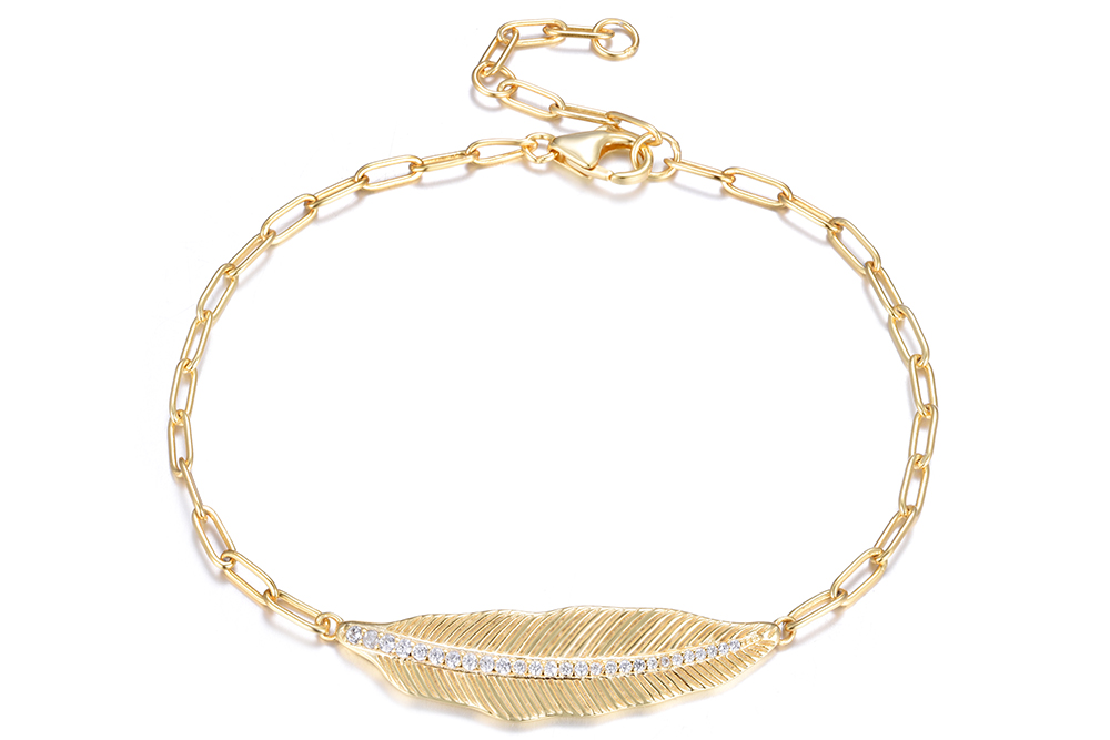 Pulsera plata 925 hoja irregular