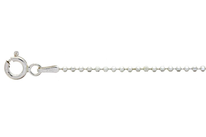 [18362A21E5DCPL] Tobillera plata 925 cadena bolitas facetadas 8 lados 1,5mm