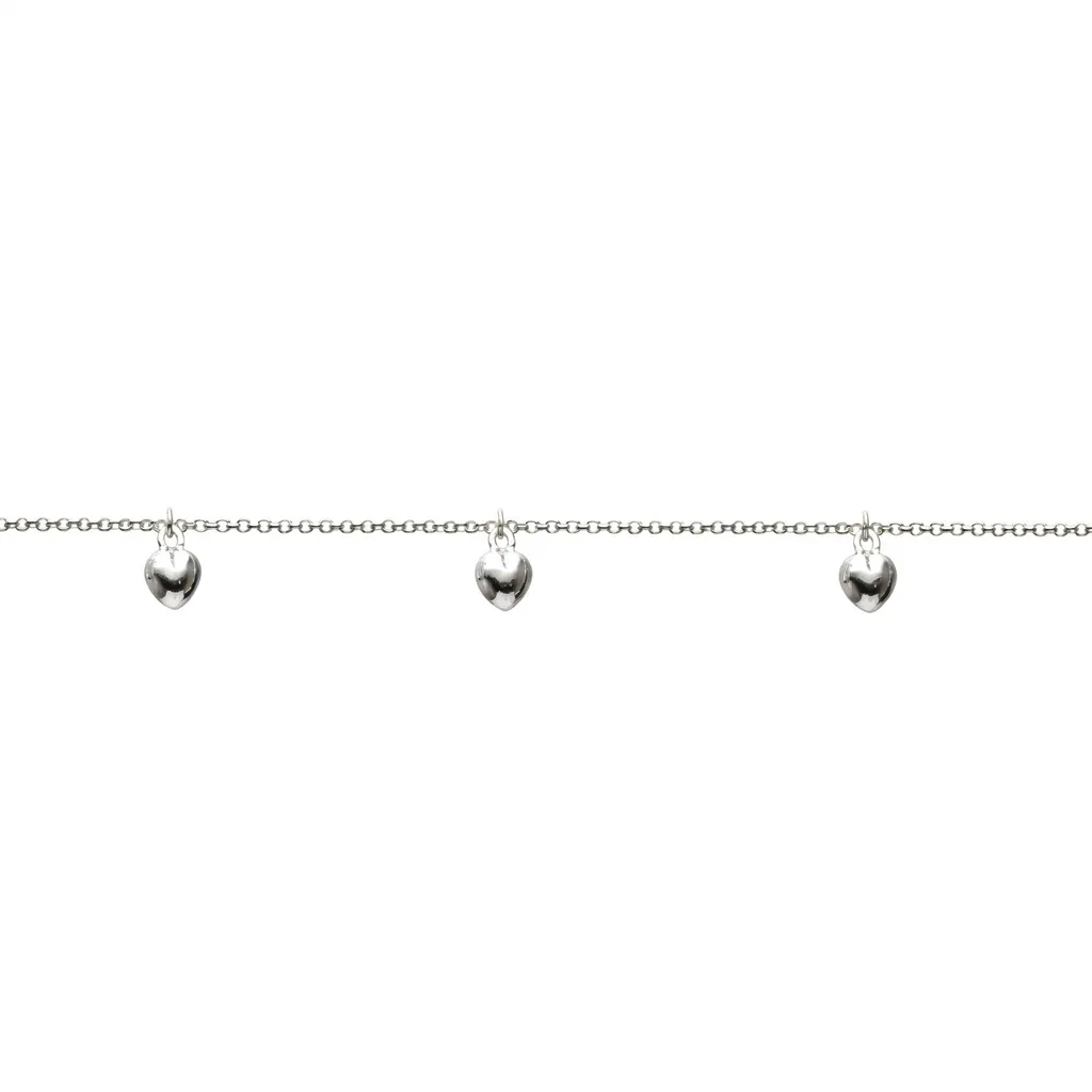 Sterling silver 9x6mm hearts bracelet