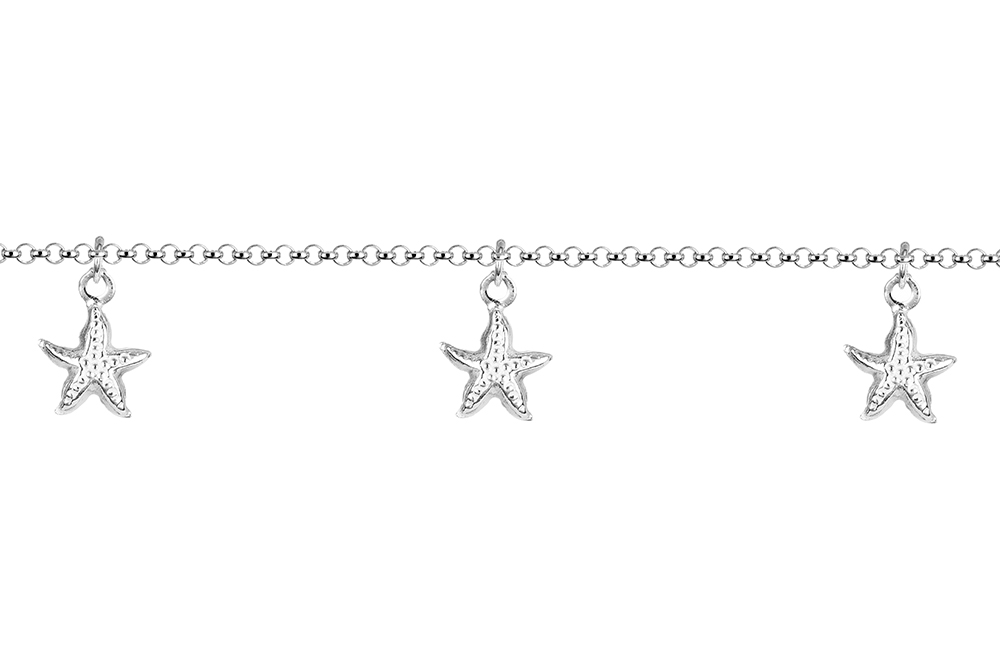 Sterling silver 10x8mm starfish trio bracelet