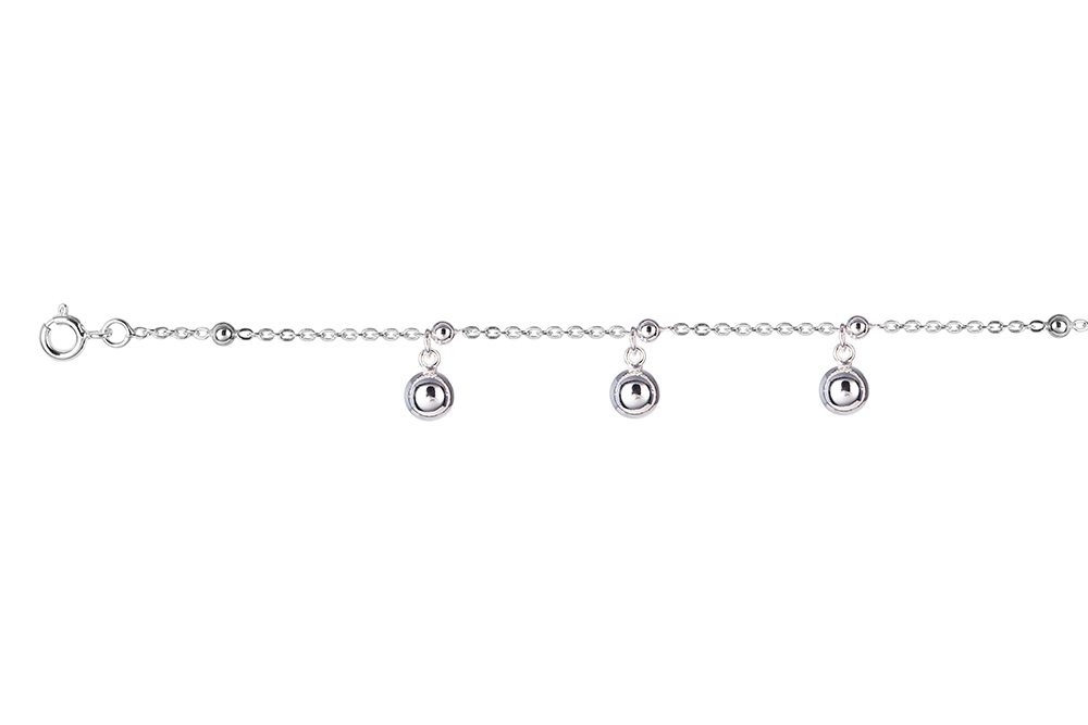 Sterling silver 3mm and 6mm beads bracelet