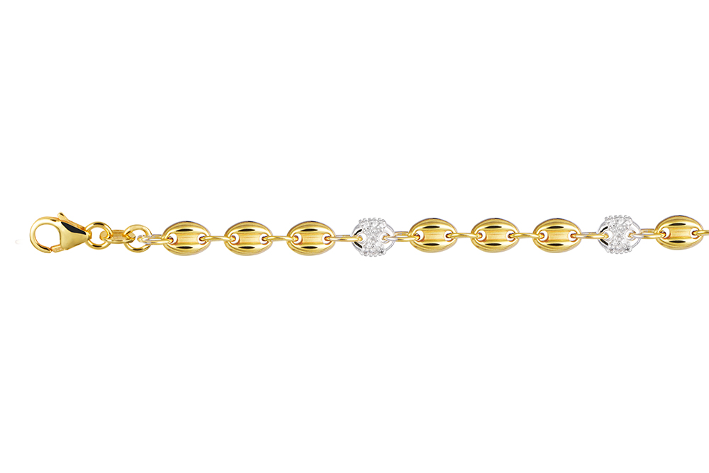 Sterling silver 5x6mm zirconia mariner chain bracelet
