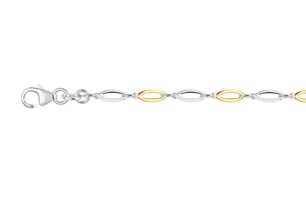 Sterling silver 4x11mm two-tone link bracelet