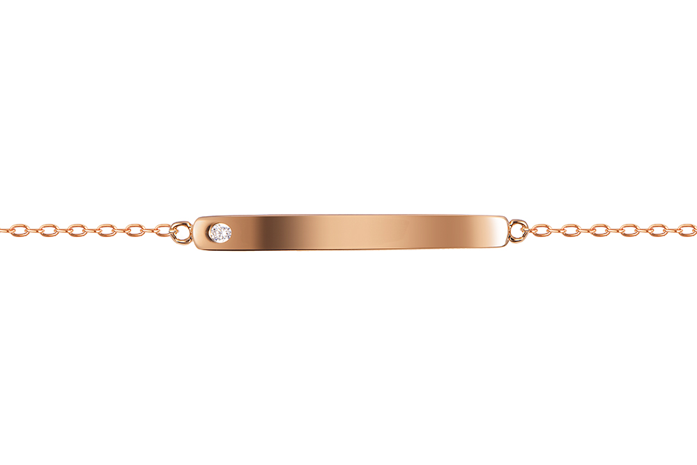 Sterling silver 28x3mm rectangular plate with zirconia bracelet