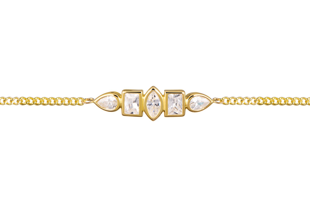 Sterling silver mix zirconia shapes bracelet