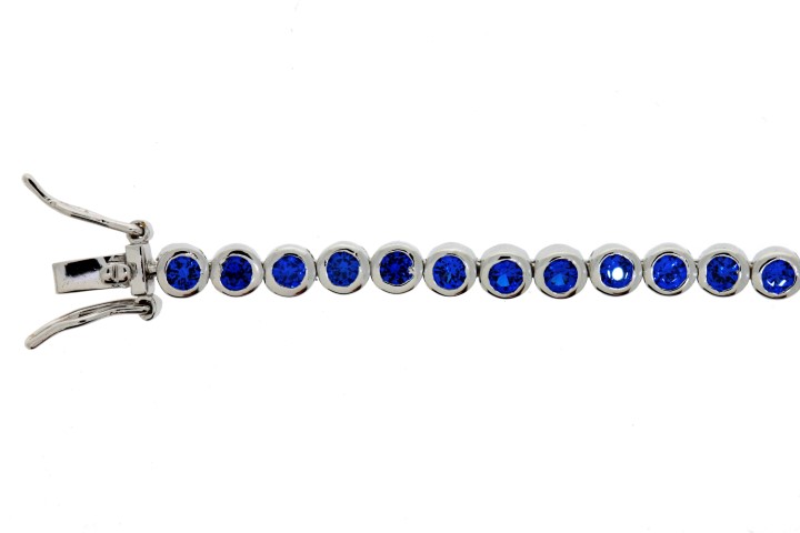 [025480171ZBL] Pulsera plata 925 riviere zirconita montura rusa (17CM, Blanca, Rodio)
