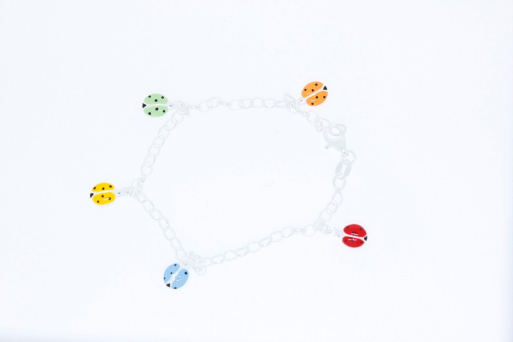 Pulsera plata lisa esmalte 17 cm