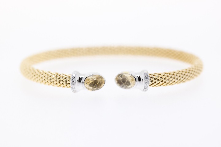 Pulsera rigida plata baño piedra semi preciosa cz