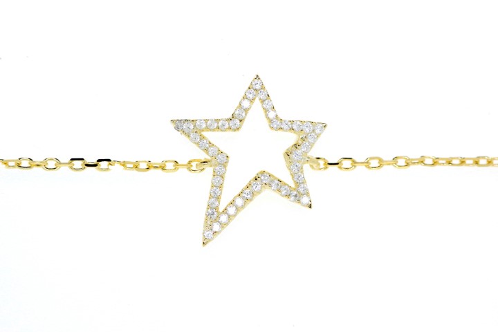 [066440182ZBL] Pulsera plata 925 estrella con circonita (Blanca, Oro)