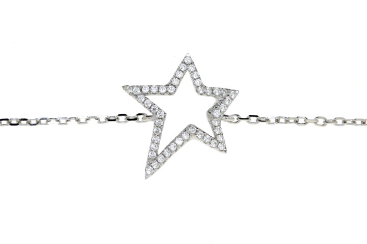 Pulsera plata 925 estrella con circonita