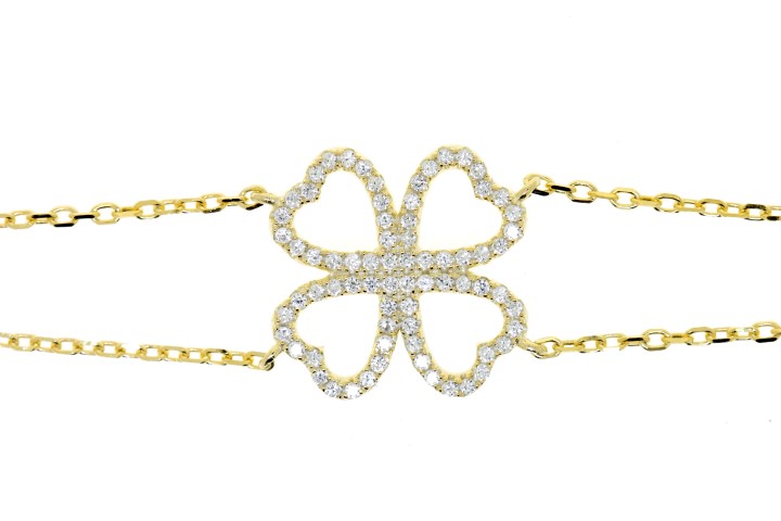 Pulsera plata 925 microsetting zirconita trebol