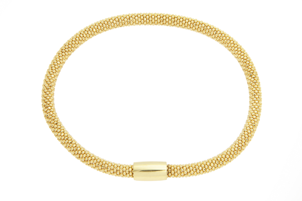 Pulsera plata cadena de bolas y cierre magnetico