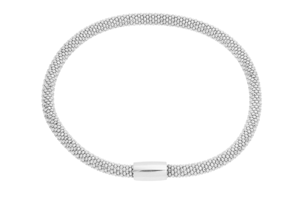 Pulsera plata cadena de bolas y cierre magnetico