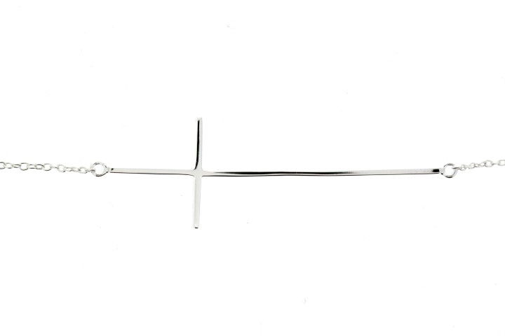 [0720701800PL] Silver 925 bracelet cross 18cm sterling silver (Sterling silver)