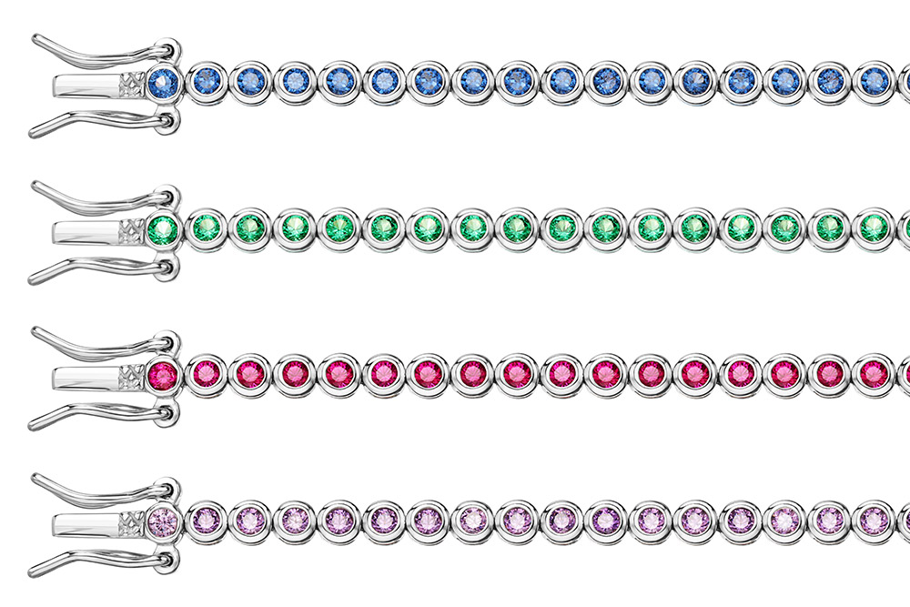 Silver 925 bracelet riviere cz 18cm rutenium plated