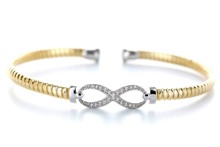 Silver 925 bangle tubogas style infinity cz
