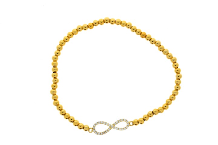 Pulsera plata elastica bola 3mm con infinito cz