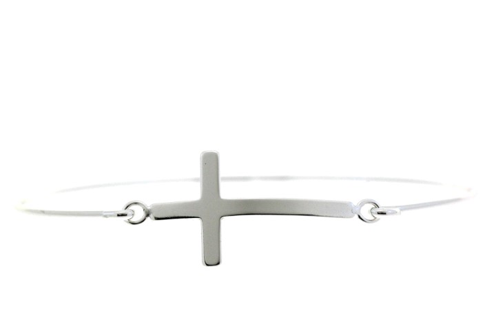 Brazalete plata 925 rigido cruz