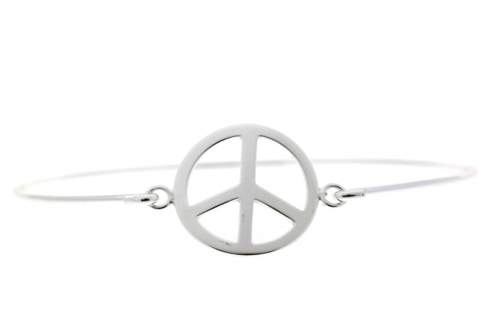 Brazalete plata 925 rigido simbolo paz
