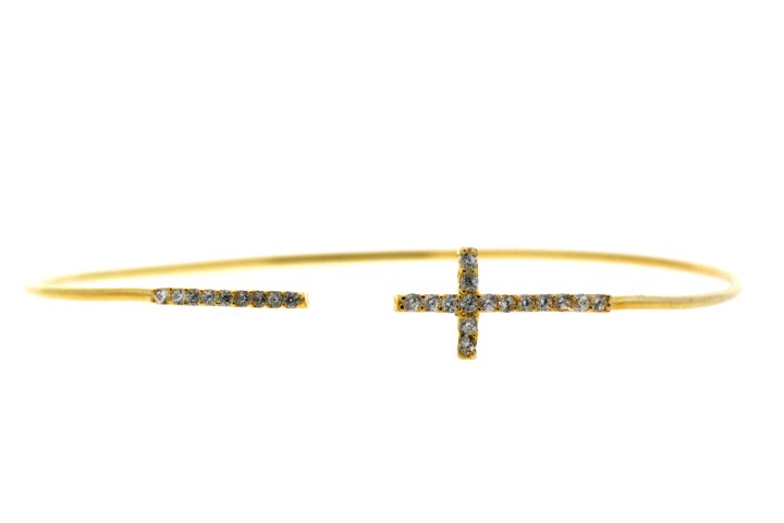 Pulsera brazalete plata 925 cruz