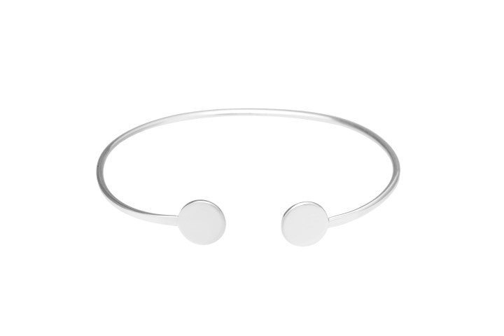 Pulsera brazalete plata 925 dos placas redondas