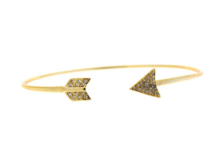 [076000002ZBL] Silver 925 cz arrow bangle (Gold plated)