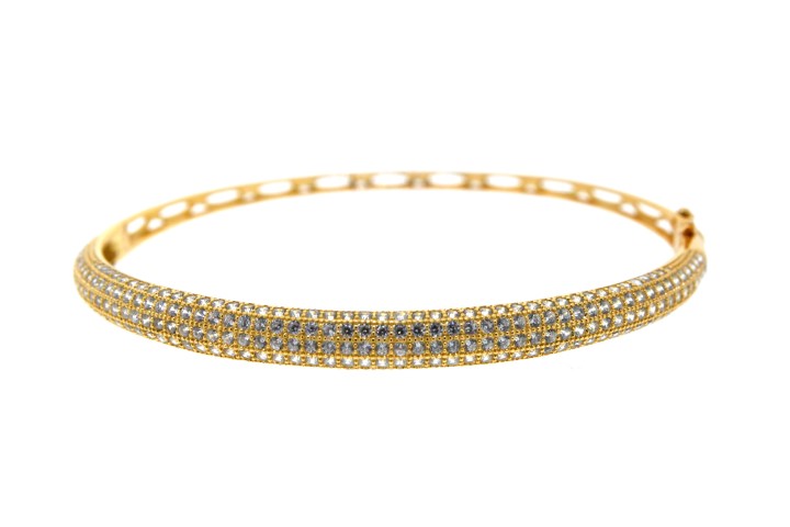 Pulsera brazalete plata 925 cz media caña