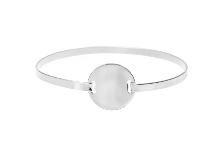 Brazalete esclava plata 925 con placa redonda