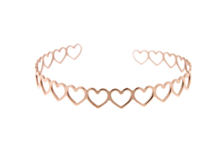 Pulsera plata 925 brazalete rigido corazon
