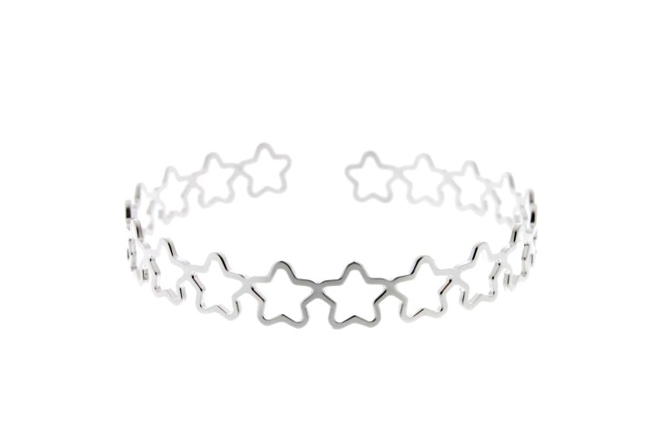 Pulsera plata 925 brazalete rigido estrella