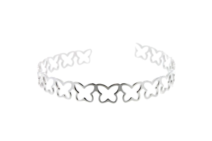 [0805100000PL] Pulsera plata 925 brazalete rigido mariposa (Plata)