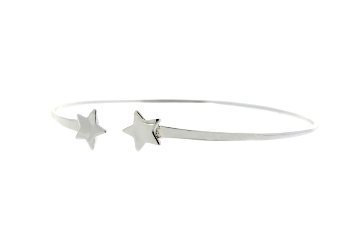Brazalete plata 925 rigido estrellas abierto