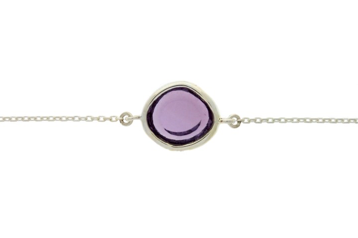 [081591620RAM] Silver 925 semi precious stone bracelet (Amethyst)